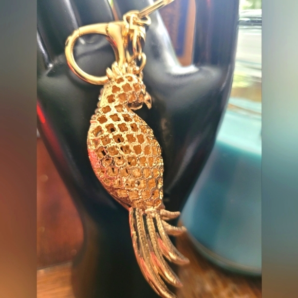 Elegant Gold and Black Parrot Bag Charm - Picture 3 of 4
